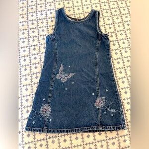 Vintage Oshkosh Y2K butterfly floral denim dress